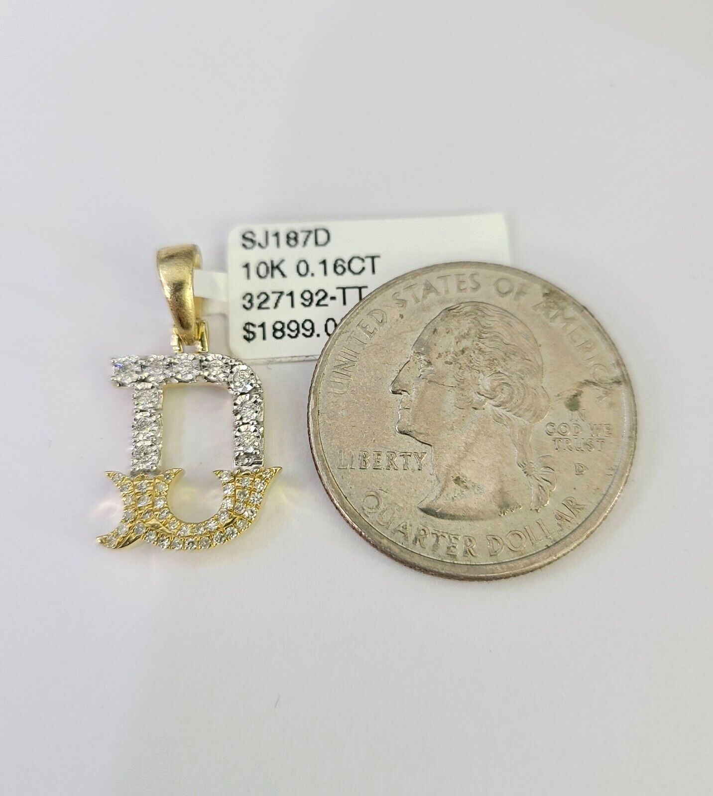 10k Solid Rope Chain 2mm D Initial Diamond Pendant Charm Necklace SET 18-22 in